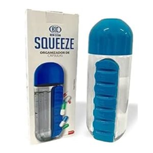 Squeeze Organizador de Cápsulas e Garrafa Porta-Comprimidos